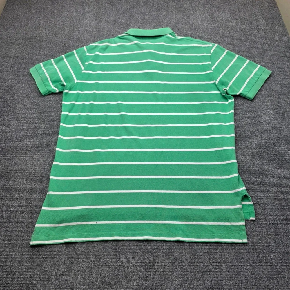 Polo Ralph Lauren Shirt Mens XL Green White Striped Pony Logo Classic Fit Cotton